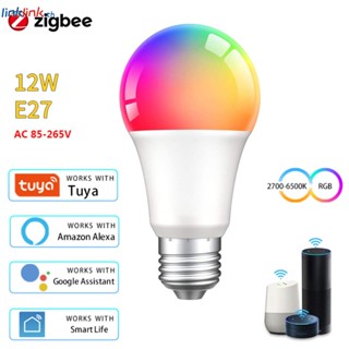 Zigbee3.0 หลอดไฟอัจฉริยะ LED RGBCW 18W E27 110V 220V เปลี่ยนสีได้ สําหรับ Alexa Google Home