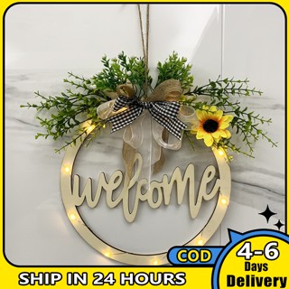 พร้อมส่ง ป้ายไม้ Welcome ลาย Welcome สําหรับตกแต่งประตูบ้าน เทศกาลอีสเตอร์