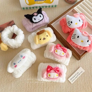 Sanrio My Melody Cinnamoroll Kuromi Hello Kitty สายรัดข้อมือ แบบยืดหยุ่น ซับเหงื่อ ใช้ซ้ําได้ สําหรับล้างหน้า