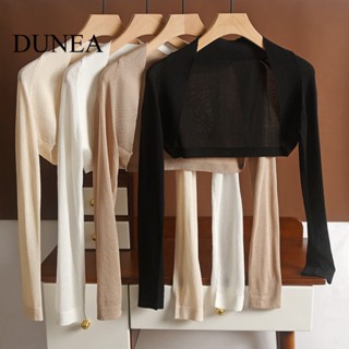 Dunea เสื้อคาร์ดิแกนแขนยาว ผ้าถัก กันแดด แบบเข้ารูป สําหรับผู้หญิง