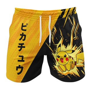 กางเกงขาสั้น พิมพ์ลาย Pikachu Attack Pokemon สําหรับออกกําลังกาย