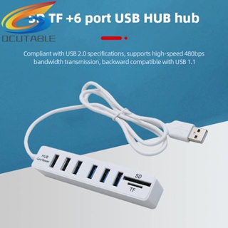 อะแดปเตอร์การ์ดรีดเดอร์ USB 6 พอร์ต USB 2.0 TF สําหรับแล็ปท็อป คอมพิวเตอร์ PC