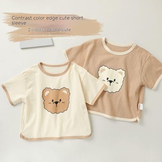 พร้อมส่ง เสื้อยืดแขนสั้นลําลอง แฟชั่นฤดูร้อน สําหรับเด็กผู้ชาย และเด็กผู้หญิง อายุ 1-4 ปี