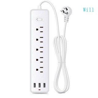 Will รางปลั๊กพ่วง 5 ช่อง AC-Outlets 3 พอร์ต USB 1700Joules สําหรับบ้าน