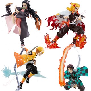 โมเดลฟิกเกอร์ Demon Slayer Figma Kamado Nezuko Tanjiro Agatsuma Zenitsu Rengoku Kyoujurou Articulado ของเล่นสําหรับเด็ก