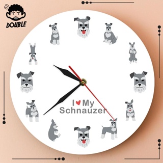 [ นาฬิกาแขวนผนัง ทรงกลม ลาย i Love Schnauzer สําหรับห้องนอน ห้องนั่งเล่น