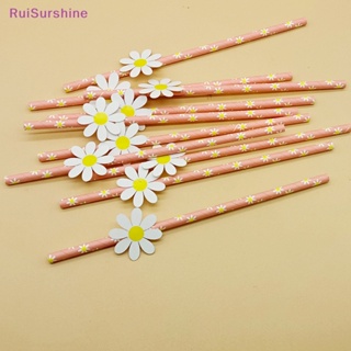 Ruisurshine หลอดดูดกระดาษ ลายดอกเดซี่ แบบใช้แล้วทิ้ง 30 ชิ้น