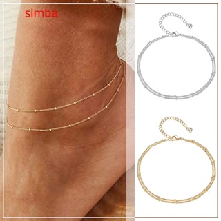 【Simba】สร้อยข้อเท้า สร้อยข้อมือ หลายชั้น สไตล์มินิมอล ฤดูร้อน หัวใจ สีเงิน สําหรับผู้หญิง