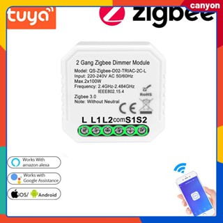 2gang Zigbee Smart Wifi สวิตช์โมดูลหรี่ไฟโดยไม่ต้องมีสาย Neutral Wire Relay โมดูลระบบอัตโนมัติในบ้านอัจฉริยะรองรับการควบคุมด้วยเสียงเข้ากันได้กับ Alexa/google Home canyon