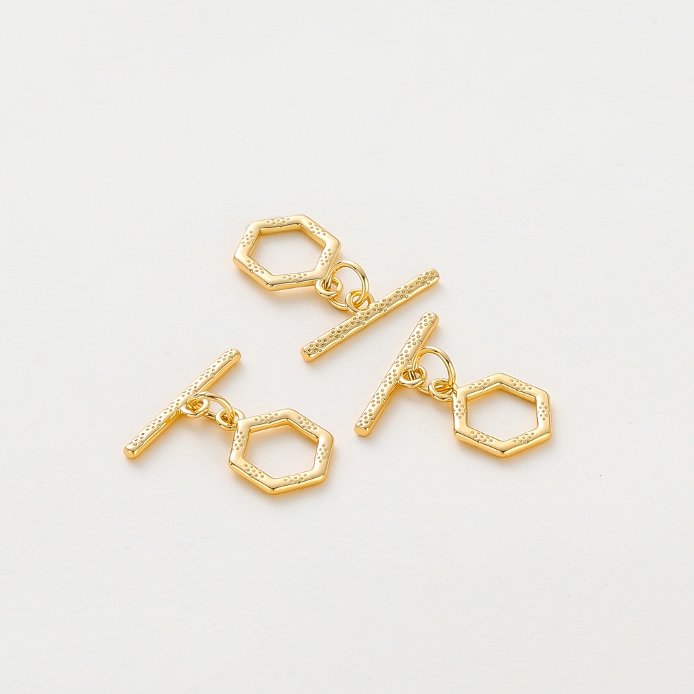 St. kunkka หัวเข็มขัด OT หกเหลี่ยม ชุบทอง 18K ไม่ทําให้เกิดอาการแพ้ สําหรับทําเครื่องประดับ สร้อยข้อ