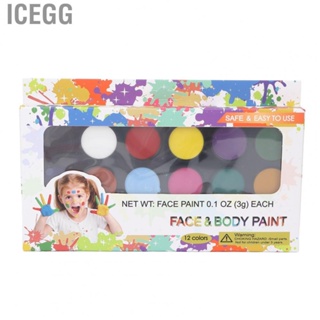 Icegg Body Paint Palette 36g 12 Colors Face Kit  Grade for Kids Christmas