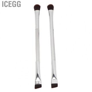 Icegg Slanted Eyebrow Brush  2pcs Eyeshadow Portable Silver Professional Soft Hair Ergonomic Double Ended for Home Women