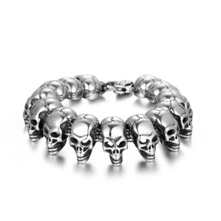 ใหม่ พร้อมส่ง สร้อยข้อมือเหล็กไทเทเนียม ลายหัวกะโหลก สไตล์ยุโรป อเมริกัน ย้อนยุค แฟชั่น สําหรับผู้ชาย CE608 WIAJ