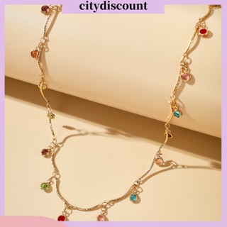 &lt;citydiscount&gt; สร้อยคอโซ่ จี้พลอยเทียม หลากสี เครื่องประดับ สําหรับผู้หญิง