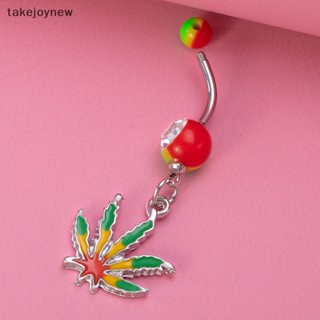 [takejoynew] จิวสะดือ สเตนเลส รูปใบมะพร้าว สีน้ํามัน เซ็กซี่ เครื่องประดับแฟชั่น สําหรับผู้หญิง KLB