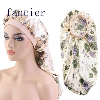 Fancier หมวกคลุมผม ผ้าซาติน แบบยืดหยุ่น ขอบกว้าง สําหรับผู้หญิง