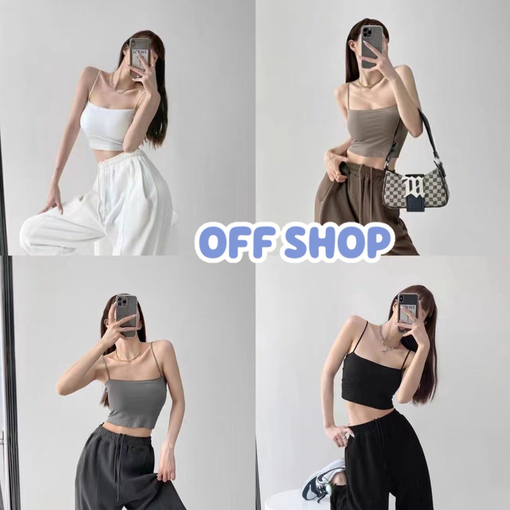 OFF SHOP สายเดี่ยวบรามีฟองน้ำในตัว ครอปสั้น สีพื้น -FY1803/FY1806