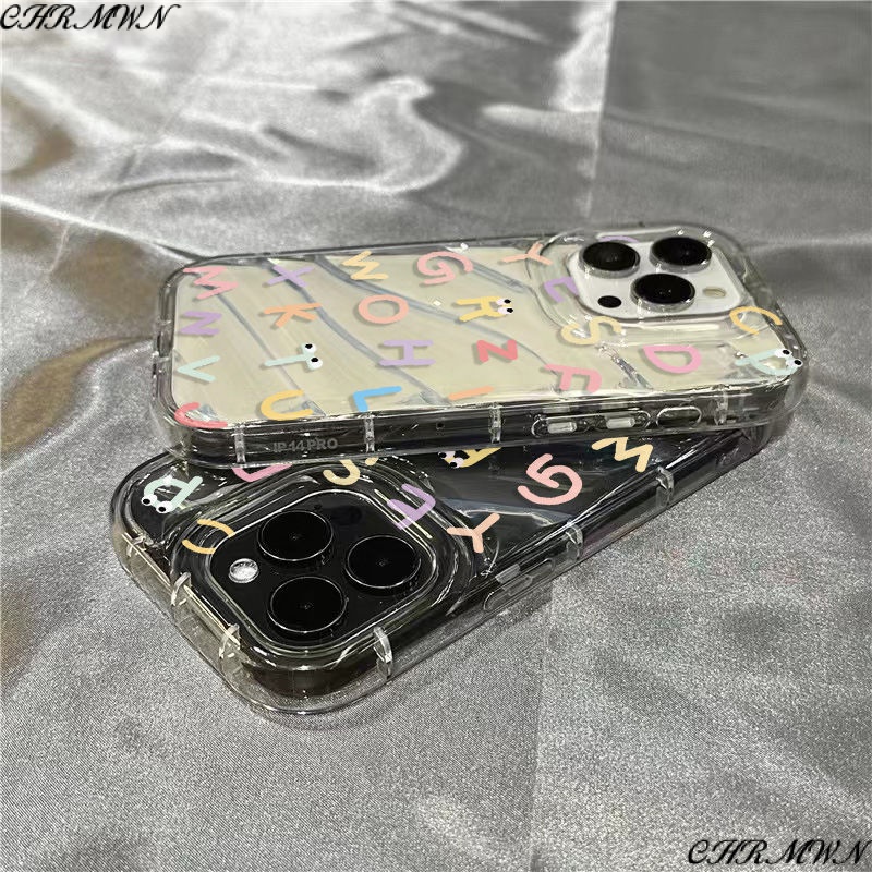 เคสโทรศัพท์มือถือนิ่ม แบบใส พิมพ์ลายตัวอักษรน่ารัก สําหรับ Iphone Apple 14promax 1312 11 7 8plus xr 