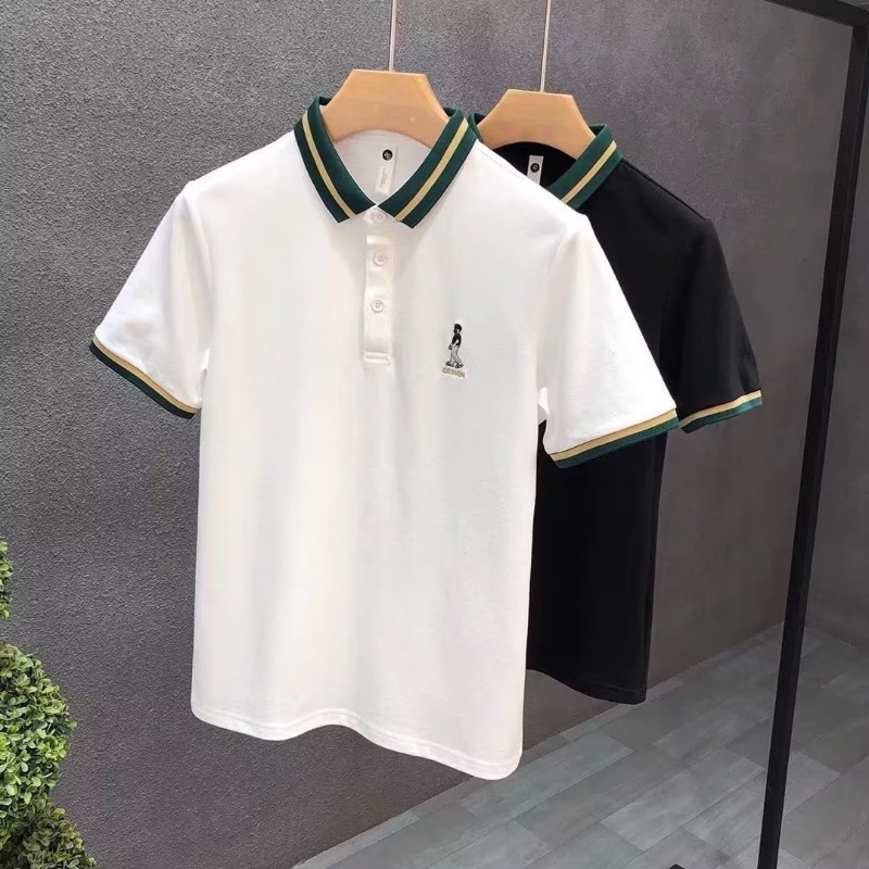 Polo Shirts 126 บาท เสื้อโปโลแขนสั้น ผ้าฝ้ายแท้ ทรงหลวม ระบายอากาศได้ดี สไตล์เกาหลี คลาสสิก สําหรับผู้ชาย Men Clothes