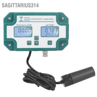  Sagittarius314 เครื่องวัดคุณภาพน้ำความแม่นยำสูง 6 in 1 PH TDS EC SG เครื่องทดสอบอุณหภูมิเกลือการเชื่อมต่อ WiFi เครื่องตรวจจับคุณภาพน้ำ