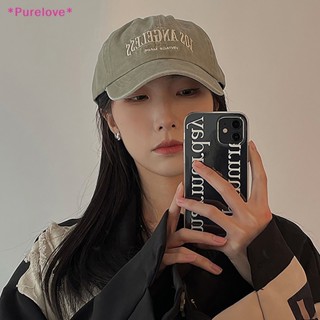 Purelove&gt; หมวกเบสบอล ผ้าฝ้าย แบบนิ่ม พิมพ์ลายตัวอักษร ขนาดใหญ่ เหมาะกับฤดูใบไม้ผลิ และฤดูร้อน สไตล์เรโทร สําหรับผู้หญิง