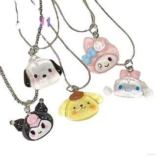 Ellen Sanrio Kuromi Cinnamoroll สร้อยคอ จี้กลิตเตอร์ น่ารัก สําหรับคู่รัก