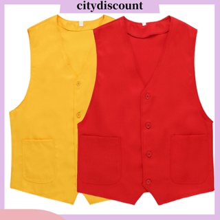 &lt;citydiscount&gt; เสื้อคาร์ดิแกนแขนกุด คอวี กระดุมแถวเดียว สีพื้น สําหรับตกปลา