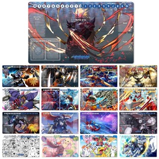 แผ่นรองเมาส์เล่นเกม Digimon Playmat Omegamon Agnimon Terriermon Metal Greymon DTCG TCG