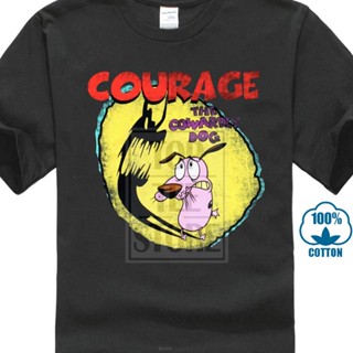 มีความสุข Courage The cowardly Dog เสื้อยืดสำหรับผู้ชายเสื้อยืด