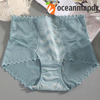 OCEANMAPDZ กางเกงชั้นใน เอวสูง ผ้าตาข่าย แต่งลูกไม้ สีโปร่งใส สไตล์เกาหลี