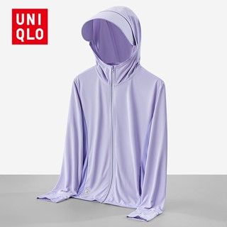 Uni.qlo ผู้หญิง [M-4XL] UPF50 + เสื้อคลุมกันแดด มีฮู้ด ถอดออกได้ บางเฉียบ ระบายอากาศ ป้องกันรังสียูวี กีฬากลางแจ้ง คลุมด้วยผ้า กันแดด