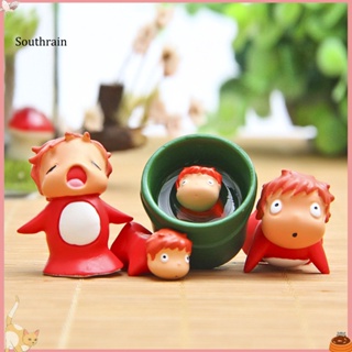 Sta โมเดลฟิกเกอร์ รูปการ์ตูน Ponyos DIY สําหรับตกแต่งบ้าน 4 ชิ้น ต่อชุด