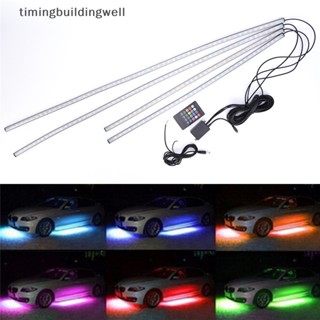 Twth แถบไฟนีออน RGB LED ควบคุมแบบไร้สาย สําหรับใต้รถยนต์ 4 ชิ้น QDD