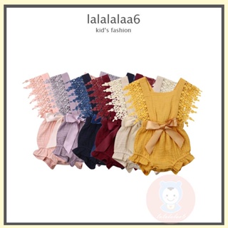 Laa6 ชุดรอมเปอร์ แขนกุด ผ้าฝ้าย ผ้าลินิน สีพื้น สําหรับเด็กทารก 0-24 เดือน