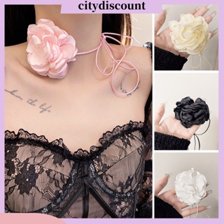 &lt;citydiscount&gt; สร้อยคอโช้กเกอร์ ลายดอกไม้ สีพื้น ปรับได้ สไตล์เรโทร สําหรับผู้หญิง