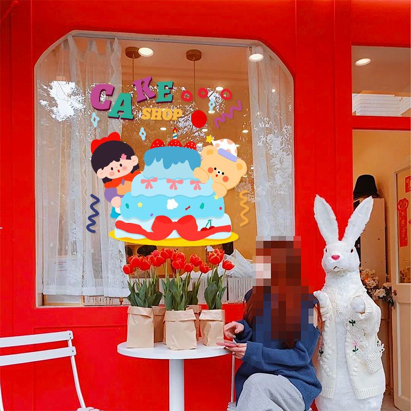 สติกเกอร์ ลายการ์ตูนน่ารัก สําหรับติดตกแต่งกระจก หน้าต่าง ประตู ร้านเค้ก เบเกอรี่ - รูปที่ 3