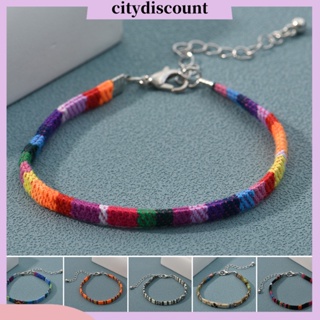 &lt;citydiscount&gt; สร้อยข้อมือ กําไลข้อมือเชือกถัก ทรงเรขาคณิต สไตล์โบฮีเมียน ปรับได้ หลากสี ของขวัญสําหรับผู้หญิง