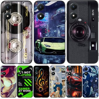 เคสโทรศัพท์มือถือ ซิลิโคนนิ่ม tpu ลายแมวเกม สีดํา สําหรับ vivo Y02S 4G