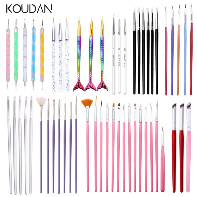 Koudan ชุดแปรงปากกาซิลิโคน ลายนูน สําหรับตกแต่งเล็บเจล 5 ชิ้น