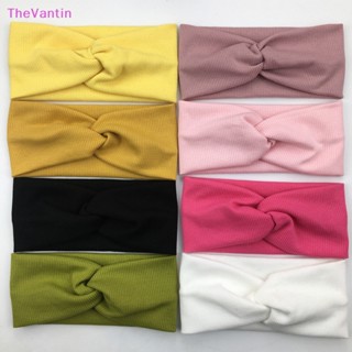 Thevantin ที่คาดผม ผ้าถักนิตติ้ง ยืดหยุ่น สีพื้น สําหรับเด็กทารกผู้หญิง