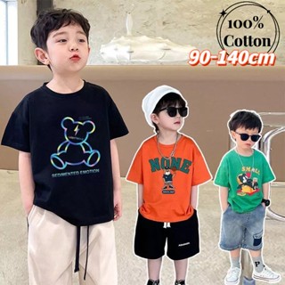 【Boys T Shirt】เสื้อยืดแขนสั้น ผ้าฝ้าย ทรงหลวม พิมพ์ลายการ์ตูน Kebaya Baju Budak lelaki สไตล์เกาหลี สําหรับเด็กผู้ชาย (1-12 ปี)