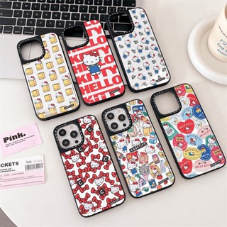 Casetify เคสโทรศัพท์มือถือ TPU กันกระแทก ลายดอกไม้ Hello Kitty มีกระจกด้านข้าง สําหรับ iPhone 14 Pro MAX 11 12 13 Pro MAX 14 Plus