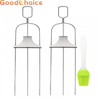 【Good】Sharp Angled Tips for Easy Food Insertion 2PC Stainless Steel Skewers for Kabobs【Ready Stock】