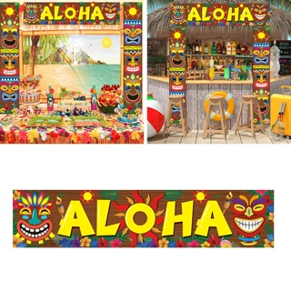 [Fenteer1] ป้ายแบนเนอร์ ลาย Happy Luau Welcome Aloha สําหรับแขวนตกแต่งผนัง ปาร์ตี้ งานรื่นเสา ผู้ใหญ่