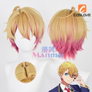 Manmei วิกผมสั้น คอสเพลย์อะนิเมะ Oshi No Ko Hoshino Aquamarine ทนความร้อน 32 ซม. สีส้ม สีชมพู ไล่โทนสี