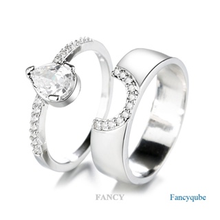 Fancy แหวนเงินแท้ 925 รูปหยดน้ํา สร้างสรรค์ ของขวัญวันวาเลนไทน์ สําหรับคู่รัก 1 คู่