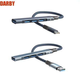 DARBY อะแดปเตอร์ฮับแยกสายเคเบิ้ล USB 3.0 4 พอร์ต Type-C ทนทาน สําหรับคอมพิวเตอร์