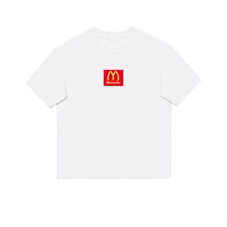 เสื้อยืดแขนสั้น ผ้าฝ้ายแท้ พิมพ์ลาย Mosaic McDonalds แฟชั่นฤดูร้อน สไตล์อเมริกัน สําหรับผู้ชาย และผู้หญิง