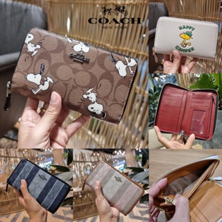 X Peanuts Long Zip Around Wallet C4596 Snoopy กระเป๋าสตางค์ซิปยาว  COAC H กระเป๋าสตางค์ผู้หญิง คลัช