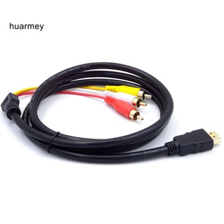 Huarmey DOONJIEY สายเคเบิลอะแดปเตอร์เชื่อมต่อ HDMI ตัวผู้ เป็น 3 RCA AV คอมโพสิตตัวผู้ M/M